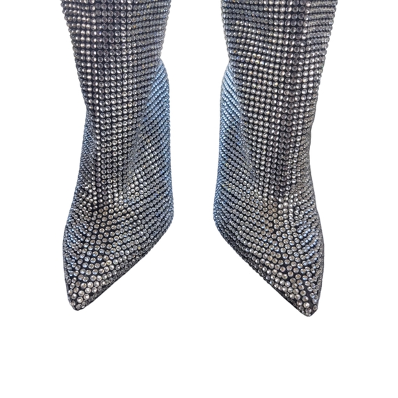 Gianni Bini Gabor Two Rhinestone Pointed Toe Tall Wedge Boots Size 7.5 - Picture 3 of 7